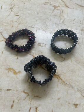 Black Faceted Bead Stretch Bracelet set of 3 - Women Jewelry